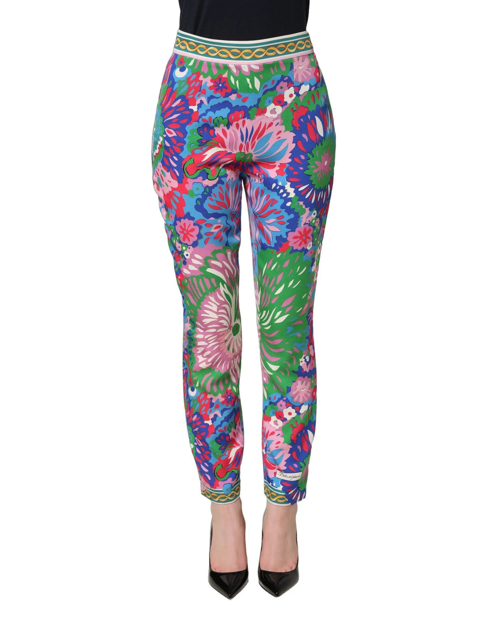 Dolce & Gabbana Sample Sale | Dolce & Gabbana Multicolor Floral Stretch Jersey Leggings Pants - | Designer outlet