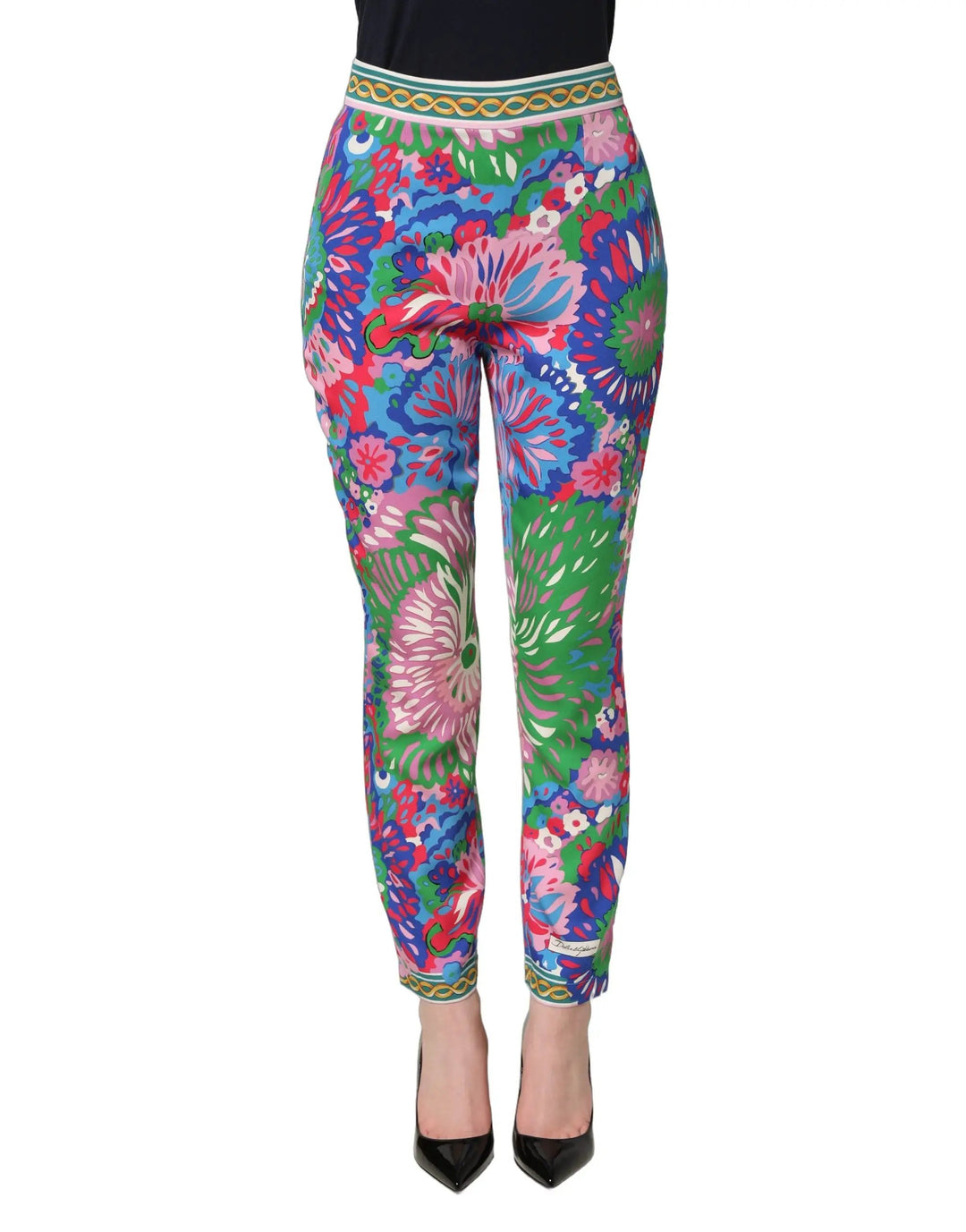Dolce & Gabbana Sample Sale | Dolce & Gabbana Multicolor Floral Stretch Jersey Leggings Pants - | Designer outlet