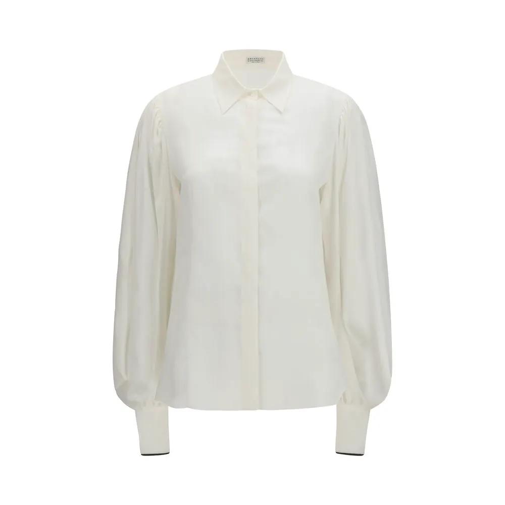 Brunello Cucinelli Sample Sale | Brunello Cucinelli White Silk Blouse - | Designer outlet