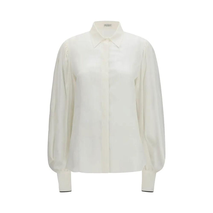 Brunello Cucinelli Sample Sale | Brunello Cucinelli White Silk Blouse - | Designer outlet