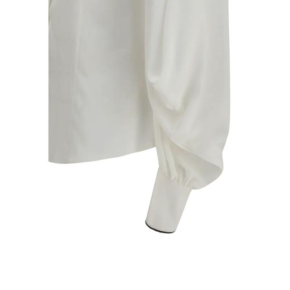 Brunello Cucinelli Sample Sale | Brunello Cucinelli White Silk Blouse - | Designer outlet
