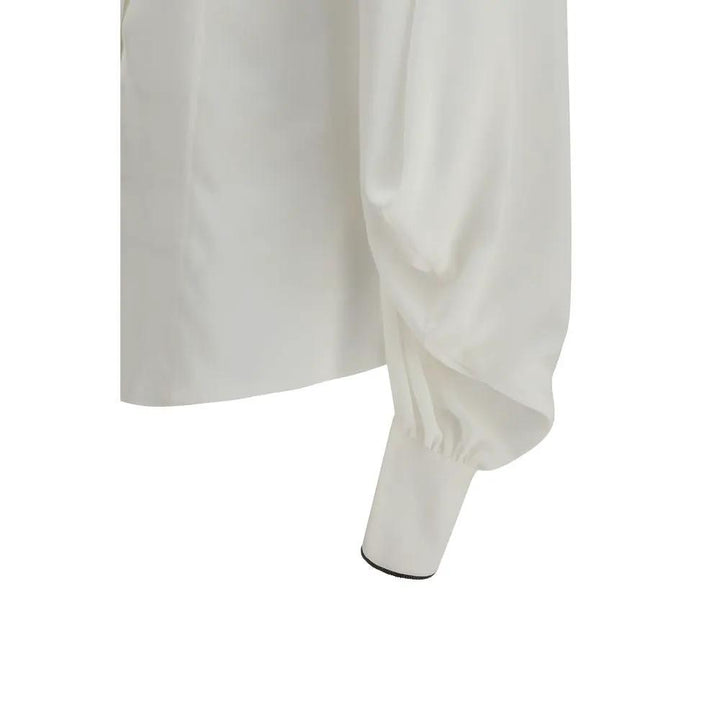 Brunello Cucinelli Sample Sale | Brunello Cucinelli White Silk Blouse - | Designer outlet