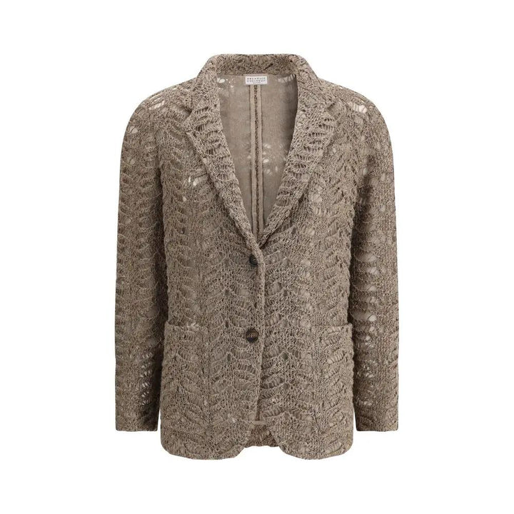 Brunello Cucinelli Brown Silk Blazer