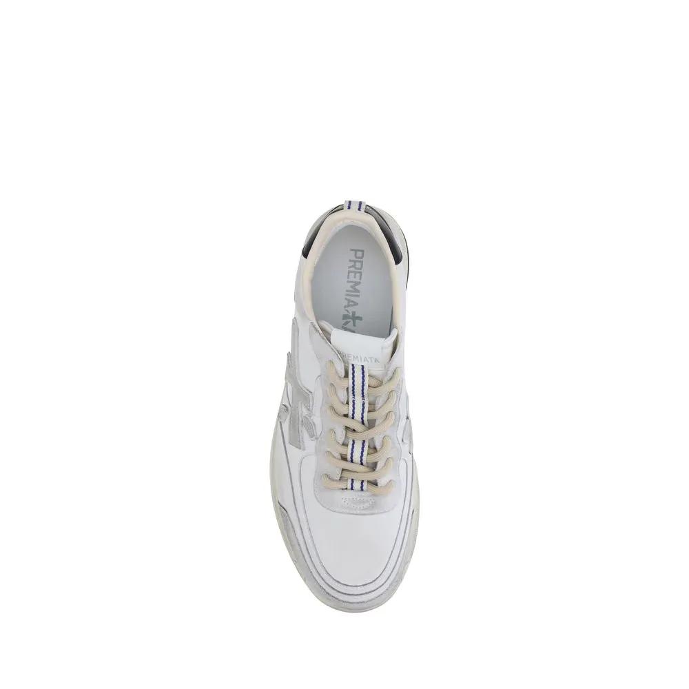 Premiata White Calf Leather Bos Taurus Low Top Sneakers