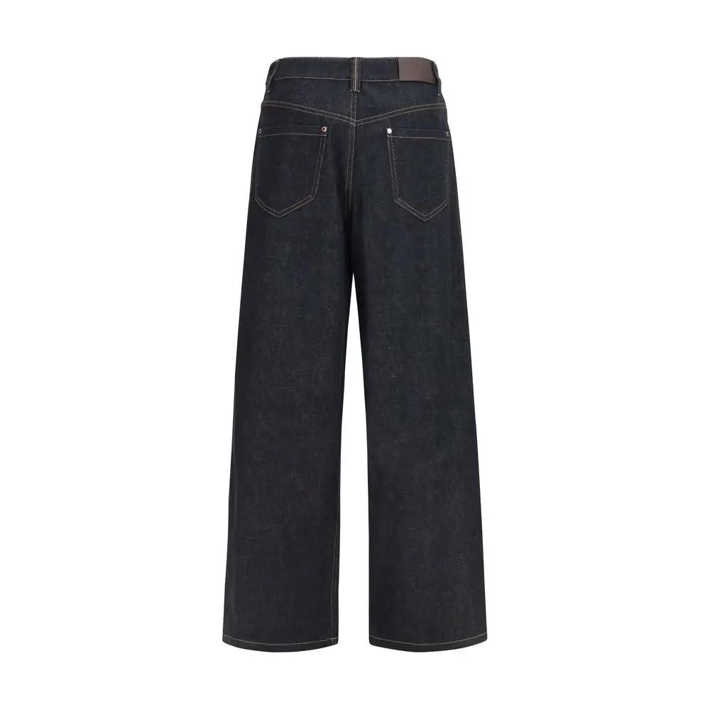 Brunello Cucinelli Blue Cotton Straight-Leg Jeans