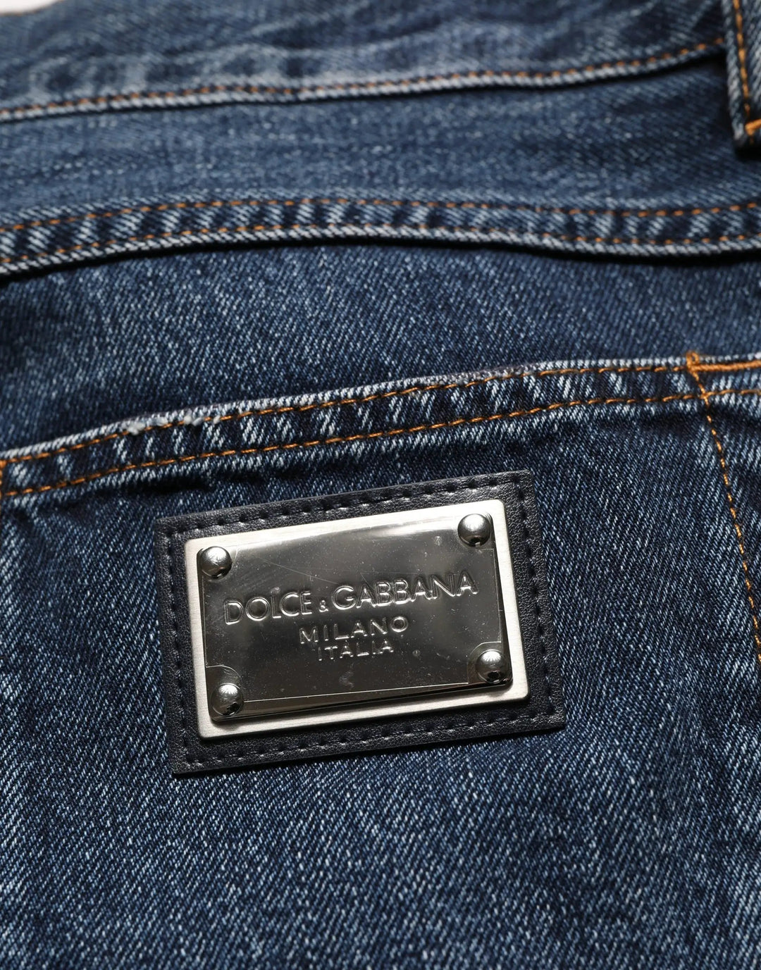 Dolce &amp; Gabbana Dark Blue Washed MidWaist Straight Denim Jeans