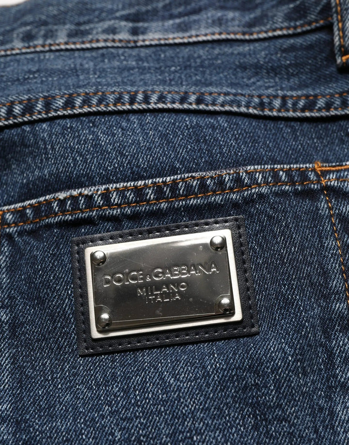 Dolce &amp; Gabbana Dark Blue Washed MidWaist Straight Denim Jeans
