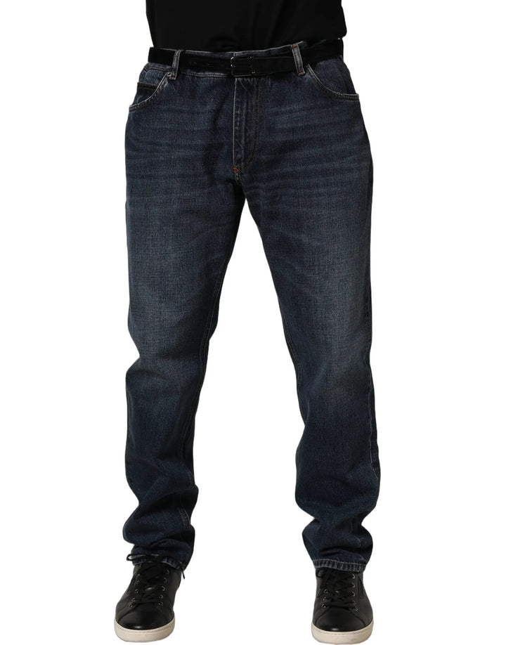 Dolce &amp; Gabbana Dark Blue Washed MidWaist Straight Denim Jeans