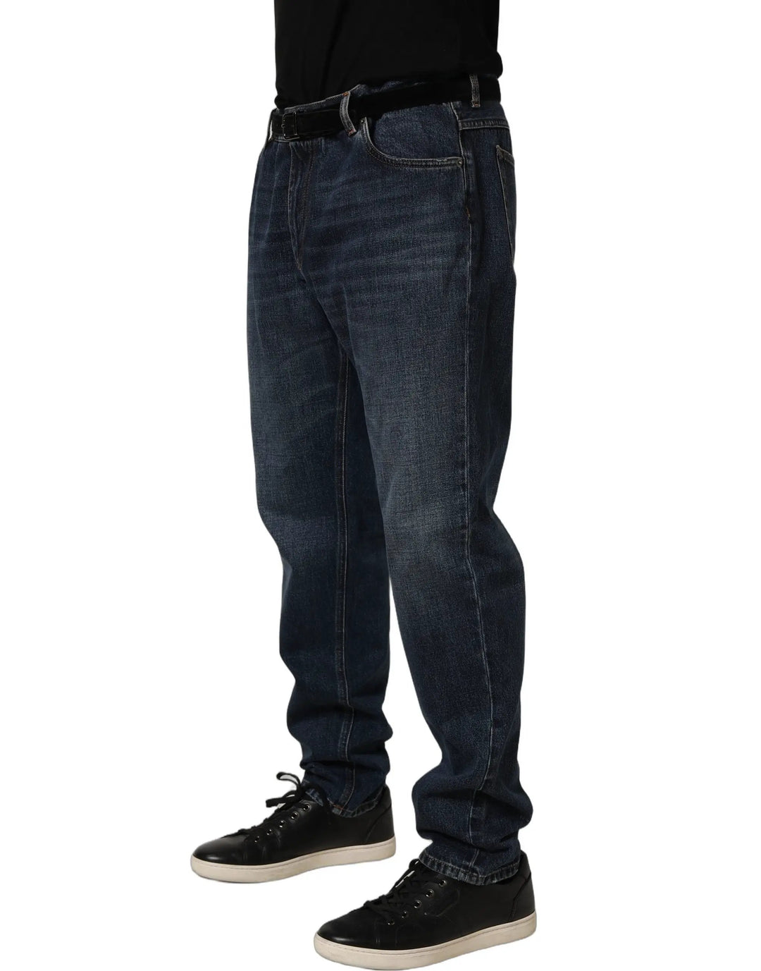 Dolce &amp; Gabbana Dark Blue Washed MidWaist Straight Denim Jeans