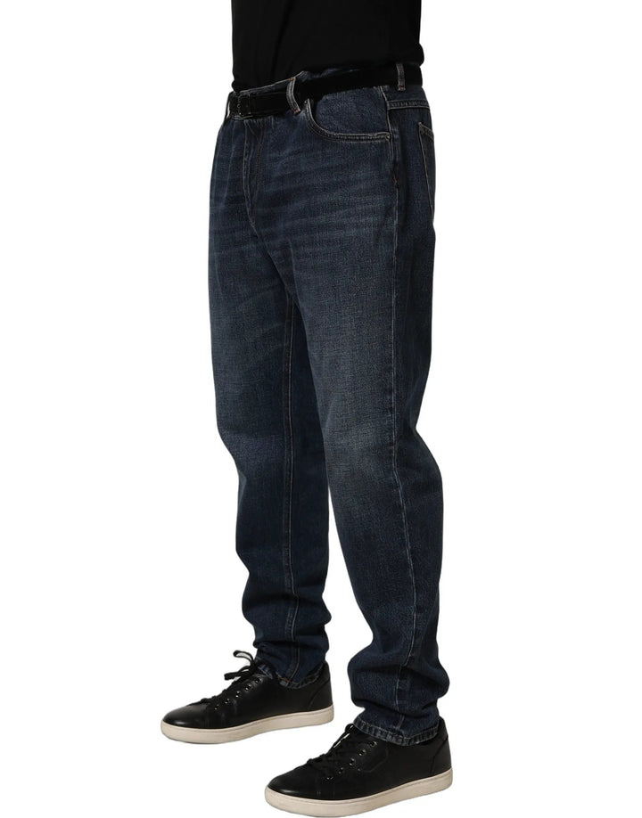 Dolce &amp; Gabbana Dark Blue Washed MidWaist Straight Denim Jeans