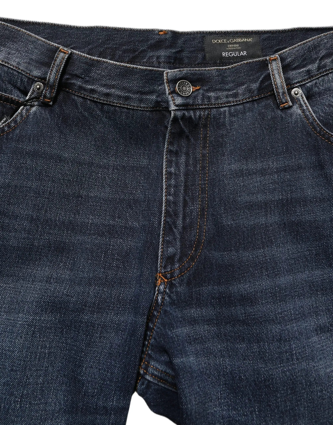 Dolce &amp; Gabbana Dark Blue Washed MidWaist Straight Denim Jeans