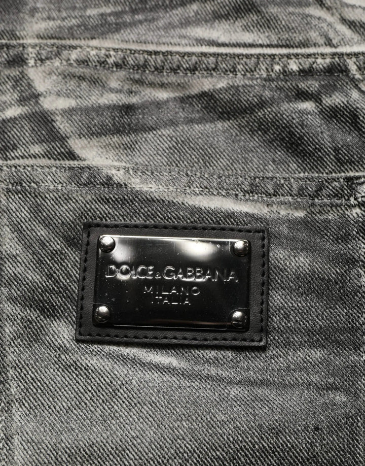 Dolce &amp; Gabbana Grey Washed Mid Waist Straight Denim Jeans