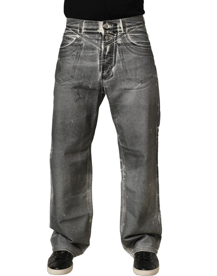 Dolce &amp; Gabbana Grey Washed Mid Waist Straight Denim Jeans