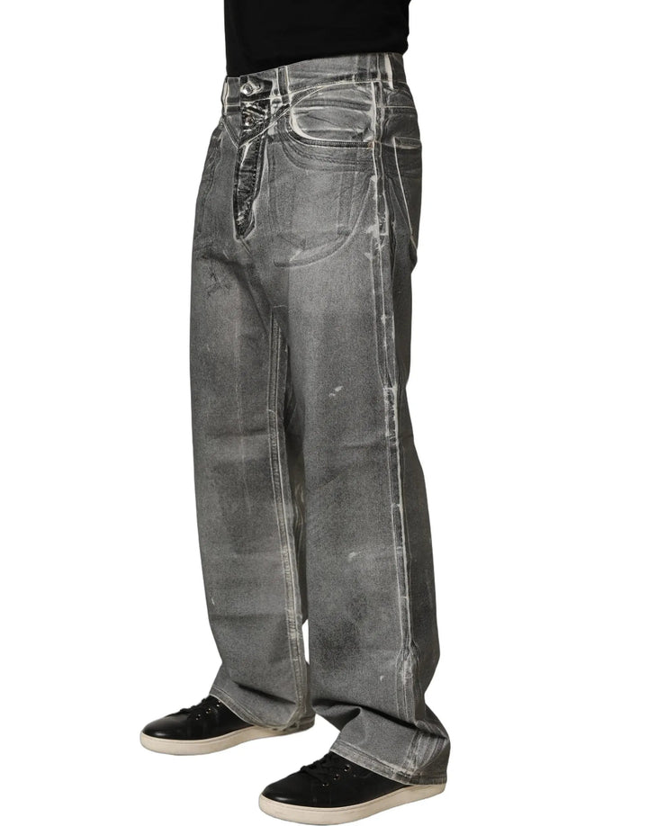 Dolce &amp; Gabbana Grey Washed Mid Waist Straight Denim Jeans