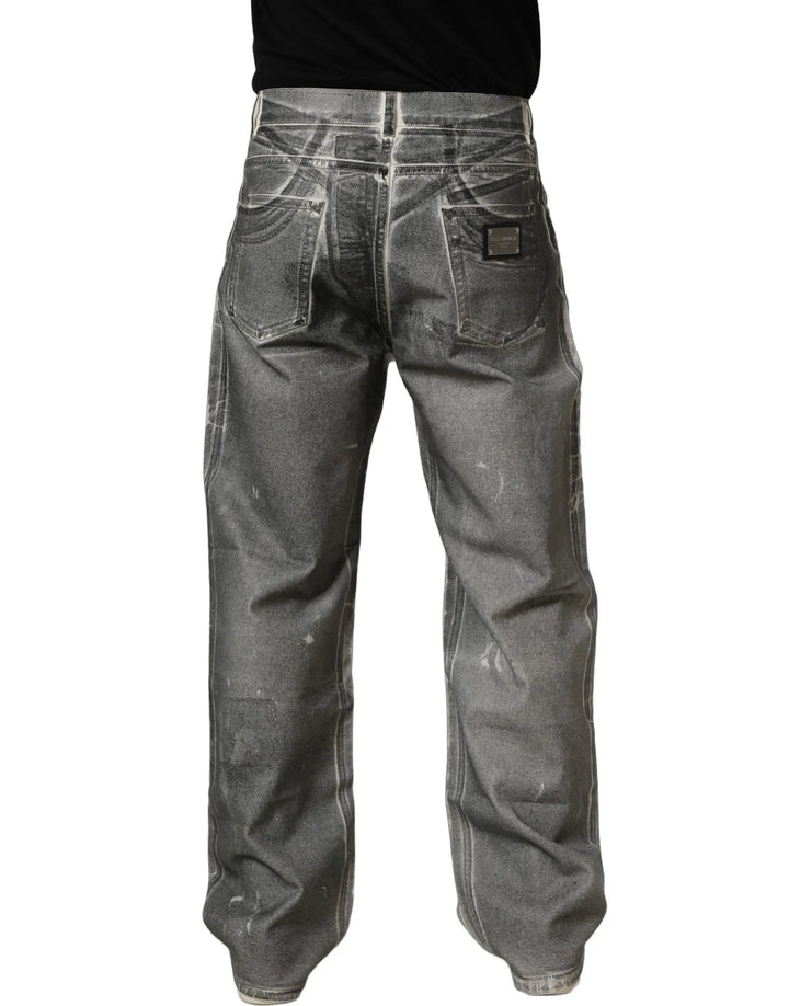 Dolce &amp; Gabbana Grey Washed Mid Waist Straight Denim Jeans