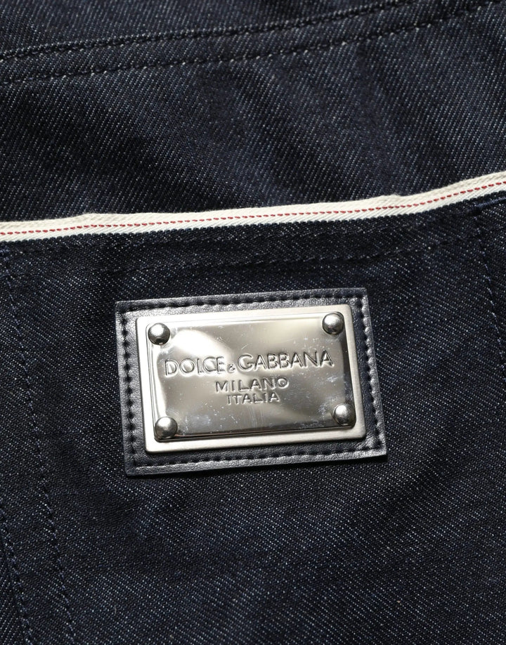 Dolce &amp; Gabbana Black Cotton Mid Waist Classic Men Denim Jeans