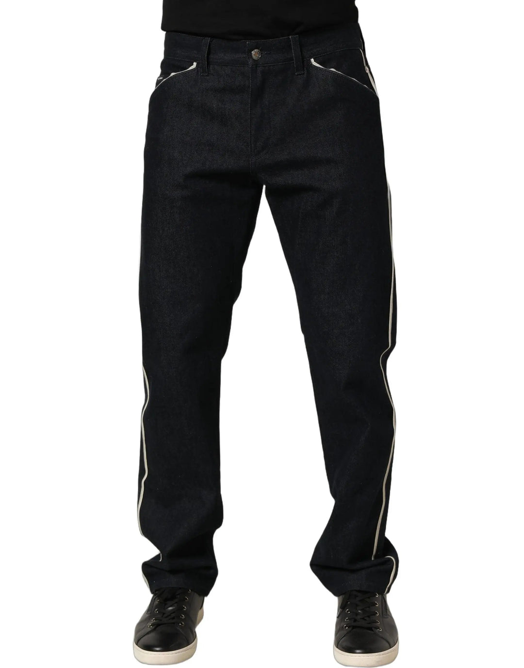 Dolce &amp; Gabbana Black Cotton Mid Waist Classic Men Denim Jeans