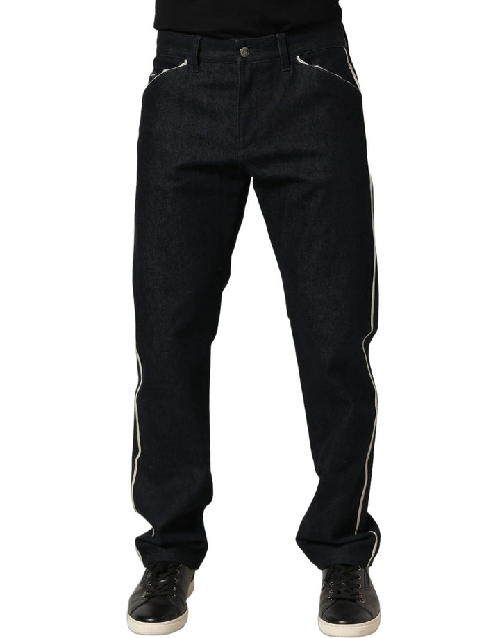 Dolce &amp; Gabbana Black Cotton Mid Waist Classic Men Denim Jeans