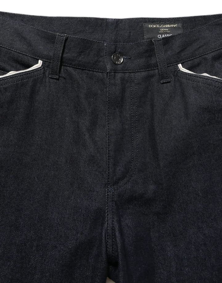 Dolce &amp; Gabbana Black Cotton Mid Waist Classic Men Denim Jeans