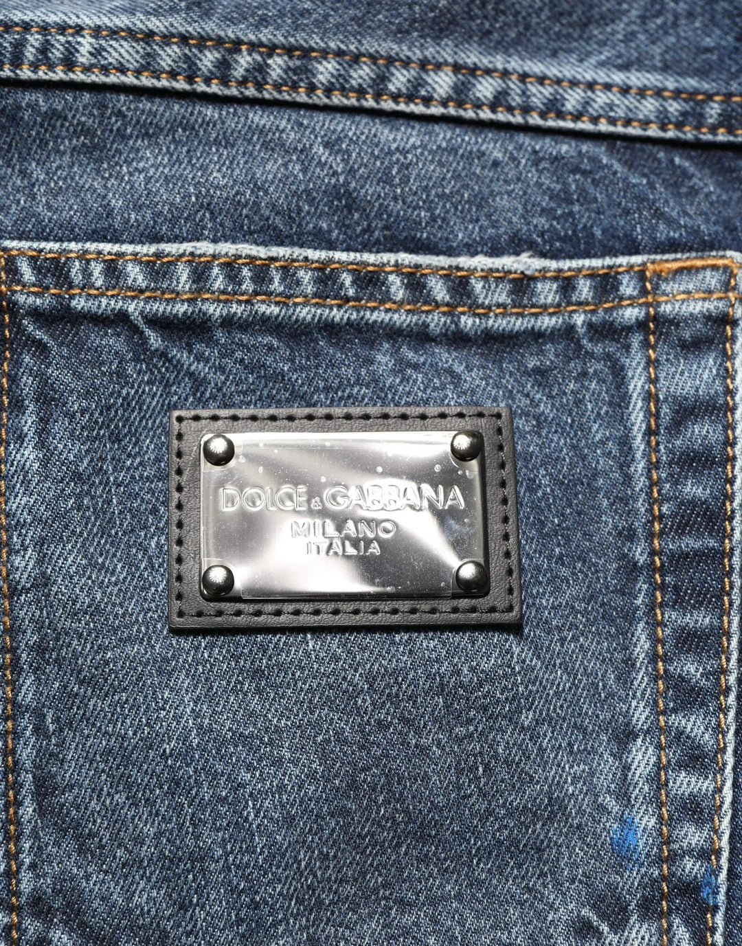 Dolce &amp; Gabbana Dark Blue Washed Mid Waist Straight Men Denim Jeans