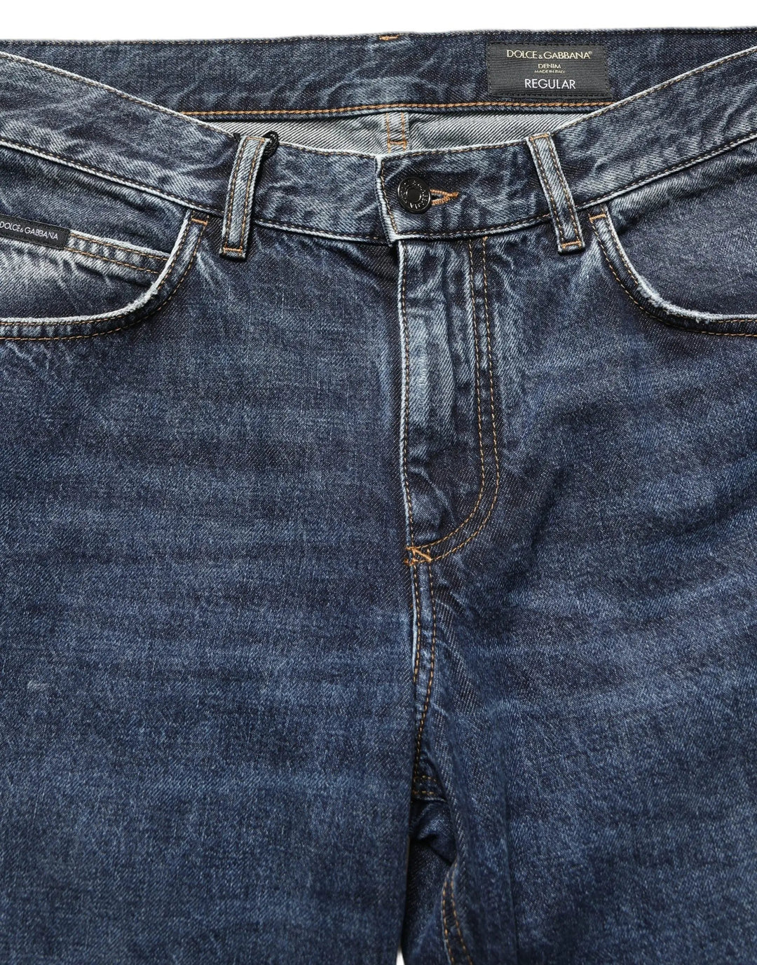Dolce &amp; Gabbana Dark Blue Washed Mid Waist Straight Men Denim Jeans