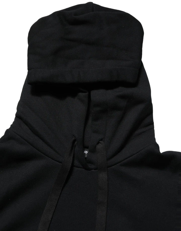 Dolce &amp; Gabbana BlackWhite Appliqué Hooded Sweatshirt Sweater