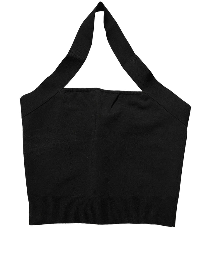 Dolce &amp; Gabbana Black Square Neck Halter Cropped Tank Top