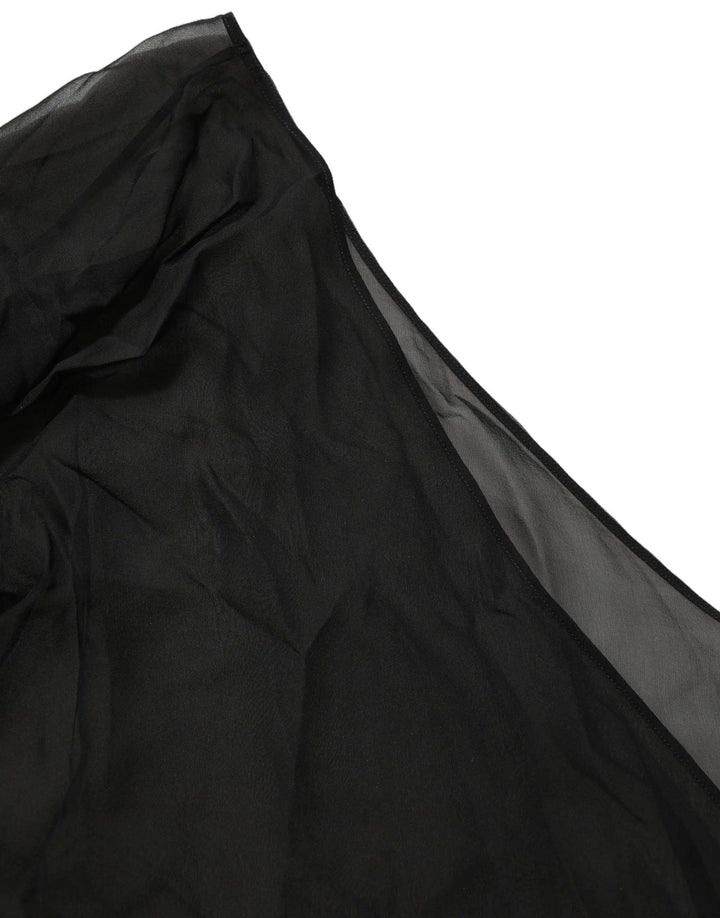 Dolce &amp; Gabbana Black Wrap Sheer Chiffon One Shoulder Top