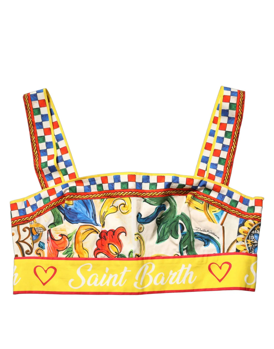 Dolce &amp; Gabbana Multicolor Majolica Print Cotton Crop Top