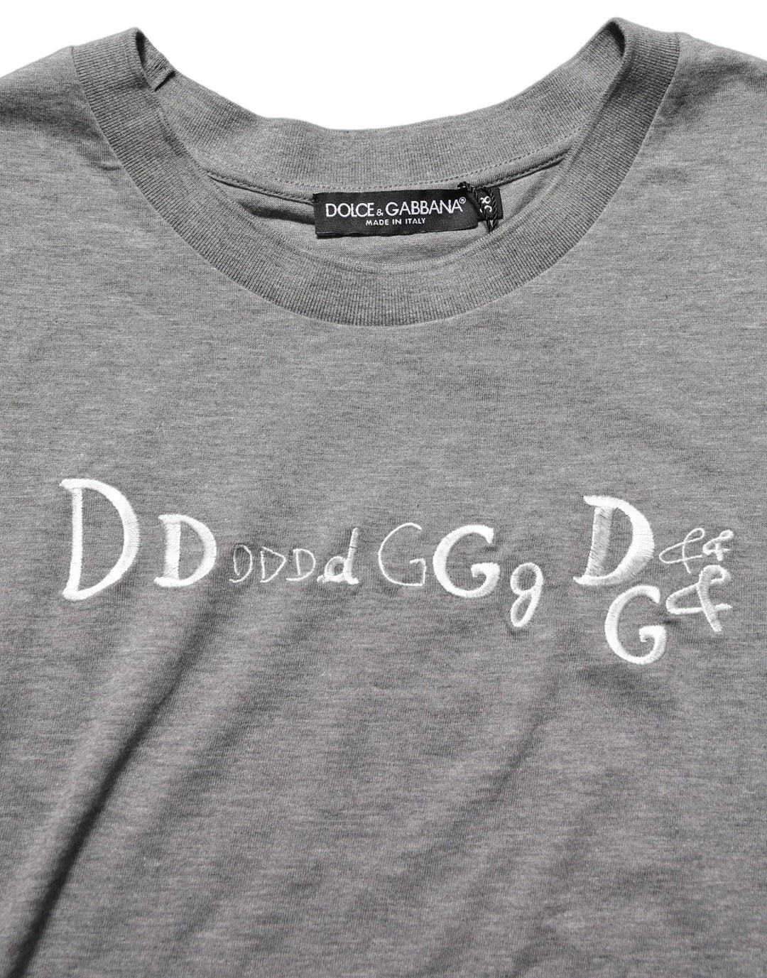 Dolce &amp; Gabbana Gray Logo Embroidery Short Sleeve T-shirt