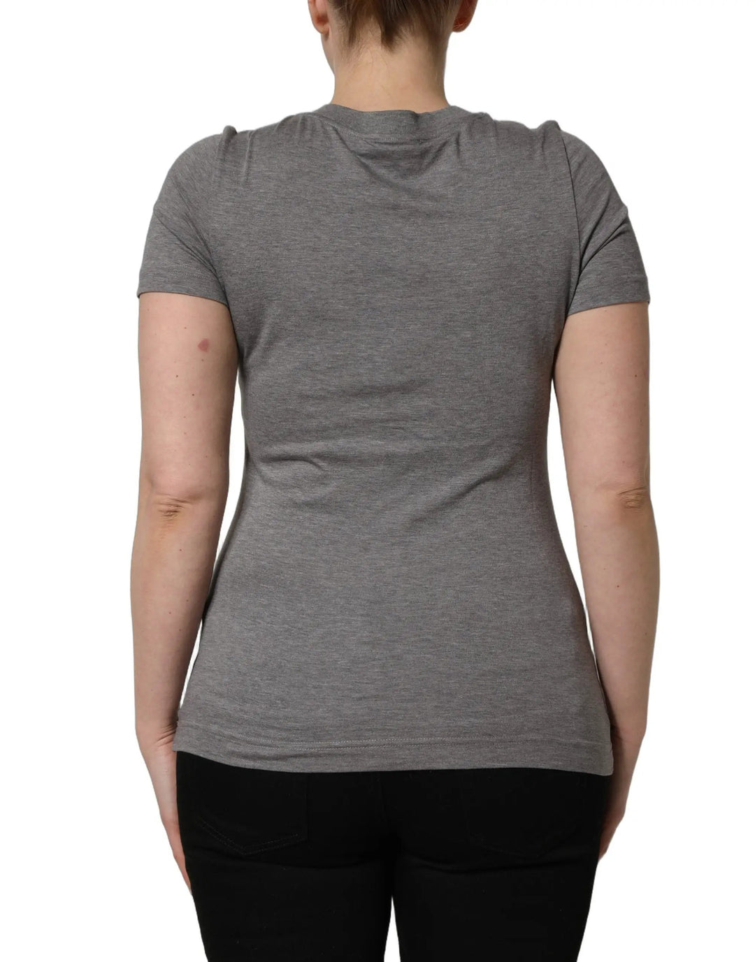Dolce &amp; Gabbana Gray Logo Embroidery Short Sleeve T-shirt