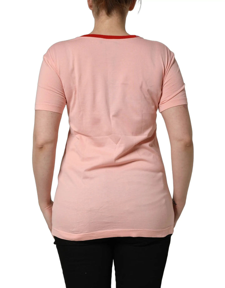 Dolce &amp; Gabbana Pink Graphic Print Cotton Crew Neck T-shirt
