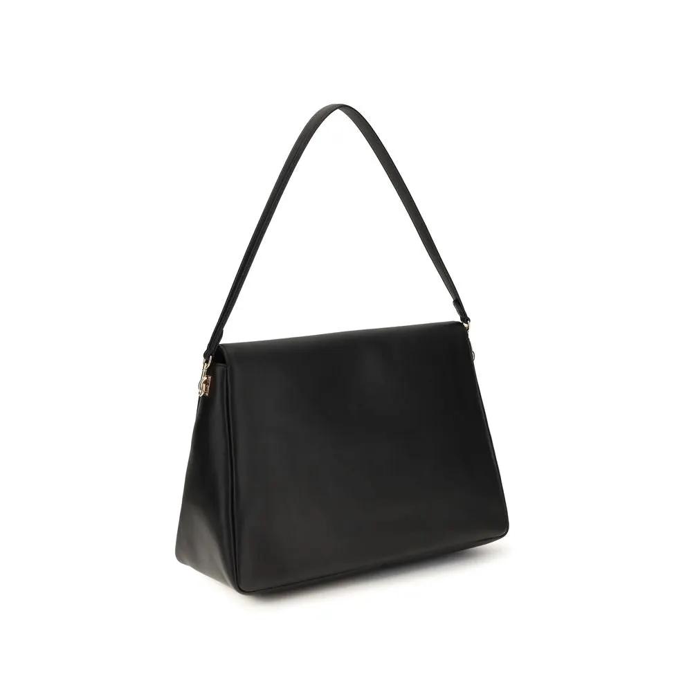 Tory Burch Black Calf Leather Bos Taurus Shoulder Bag