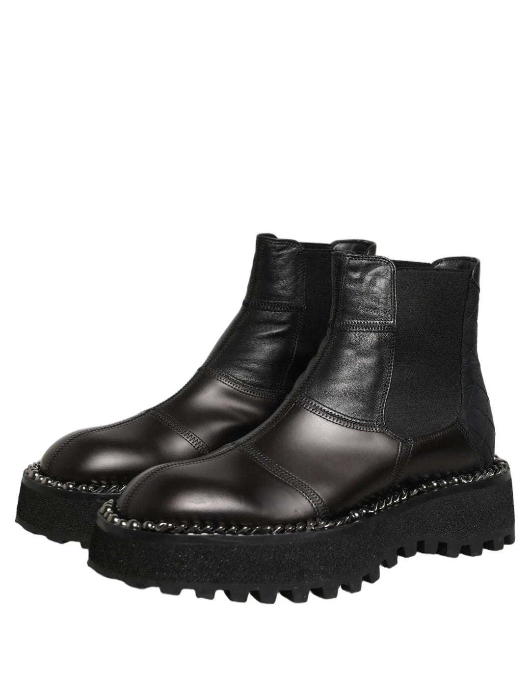 Dolce &amp; Gabbana Black Leather Slip On Chelsea Boots Shoes