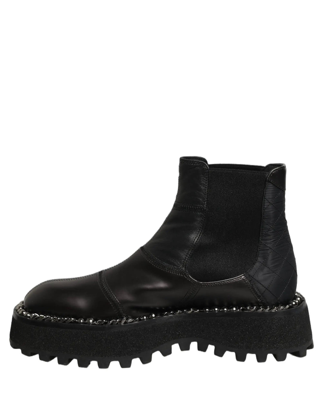 Dolce &amp; Gabbana Black Leather Slip On Chelsea Boots Shoes