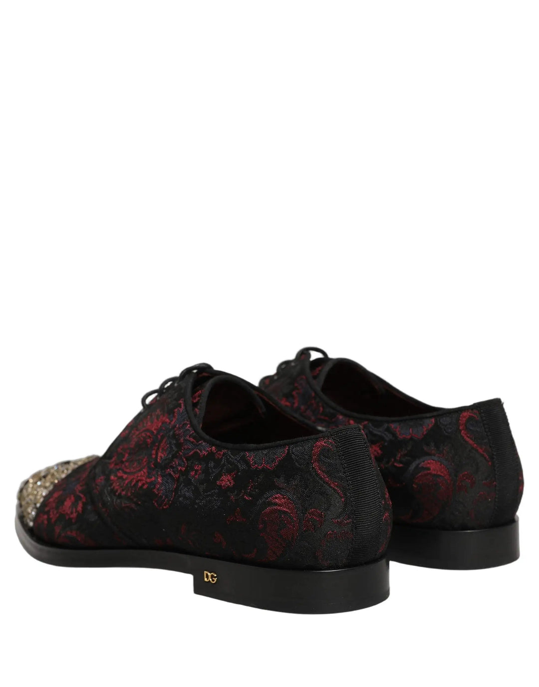 Dolce &amp; Gabbana Black Red Embellished Derby Dress Formal Shoes