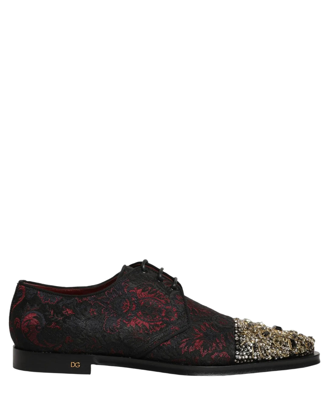 Dolce &amp; Gabbana Black Red Embellished Derby Dress Formal Shoes
