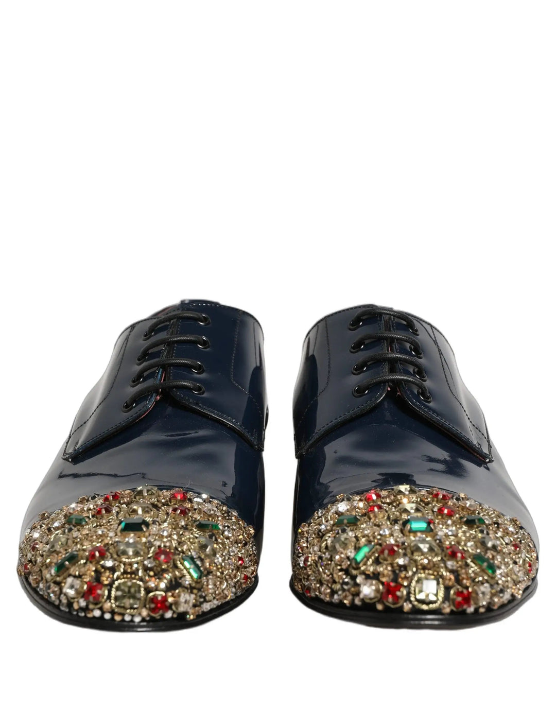 Dolce &amp; Gabbana Blue Embellished Men Derby Dress Formal Shoes