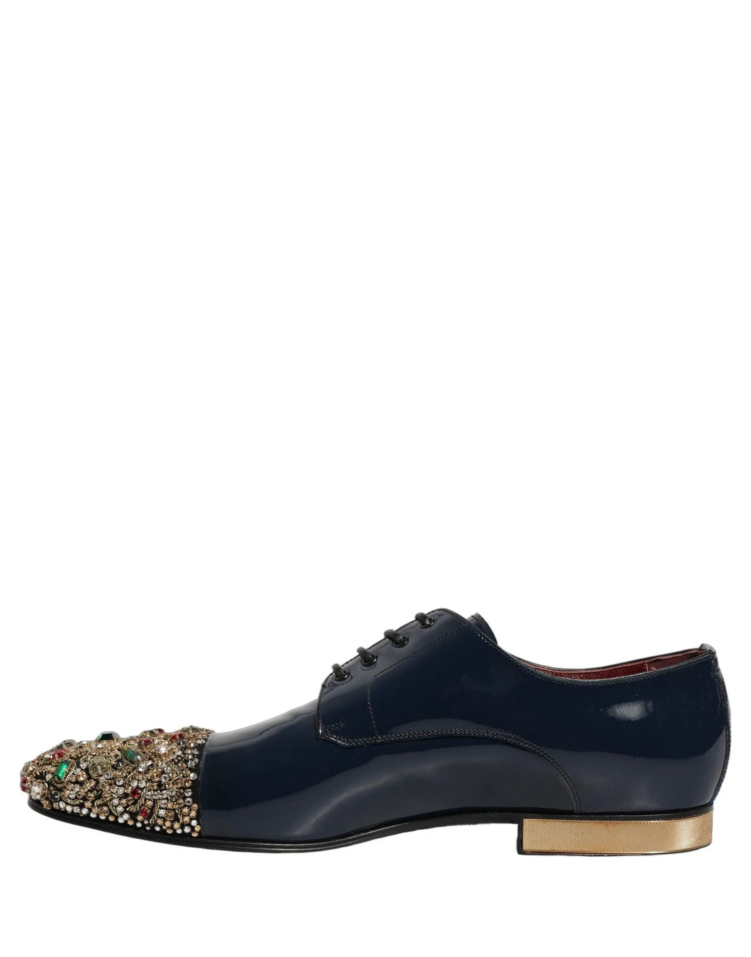 Dolce &amp; Gabbana Blue Embellished Men Derby Dress Formal Shoes