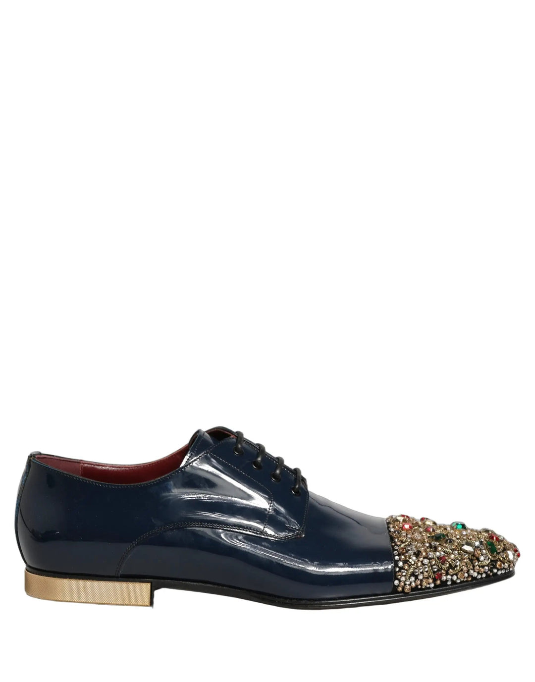 Dolce &amp; Gabbana Blue Embellished Men Derby Dress Formal Shoes