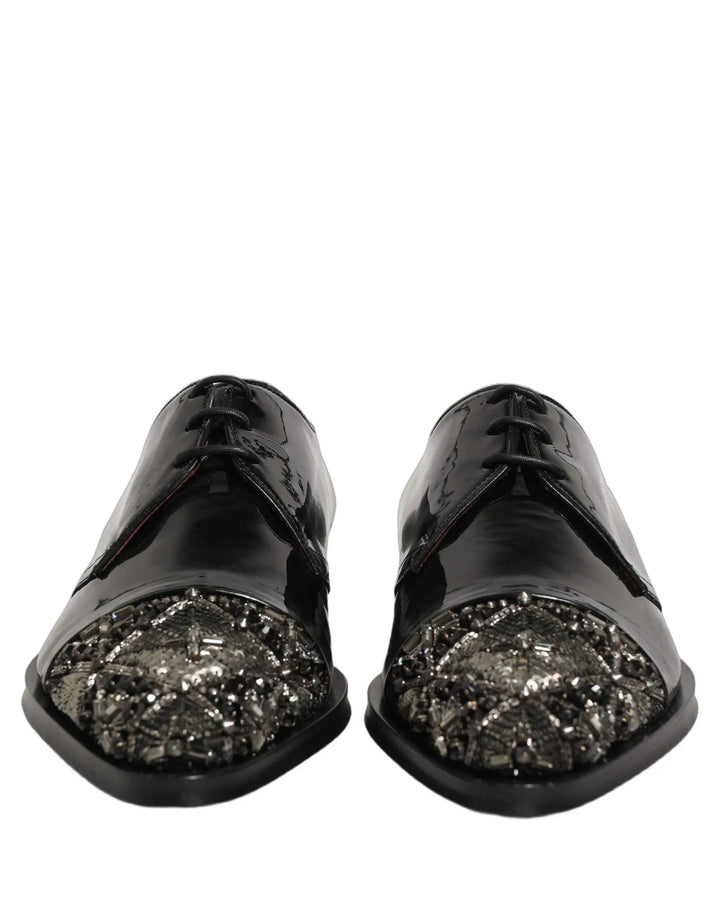 Dolce &amp; Gabbana Black Embellished Men Derby Dress Formal Shoes
