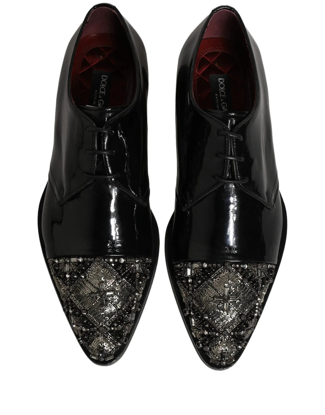 Dolce &amp; Gabbana Black Embellished Men Derby Dress Formal Shoes