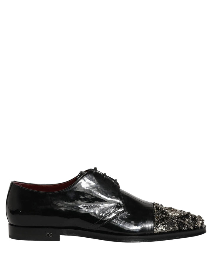 Dolce &amp; Gabbana Sample Sale | Dolce &amp; Gabbana Black Embellished Men Derby Dress Formal Shoes - | Designer outlet