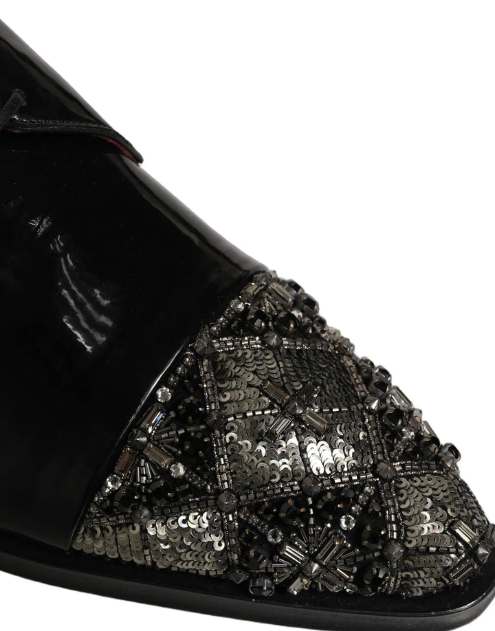 Dolce &amp; Gabbana Sample Sale | Dolce &amp; Gabbana Black Embellished Derby Dress Formal Shoes - | Designer outlet