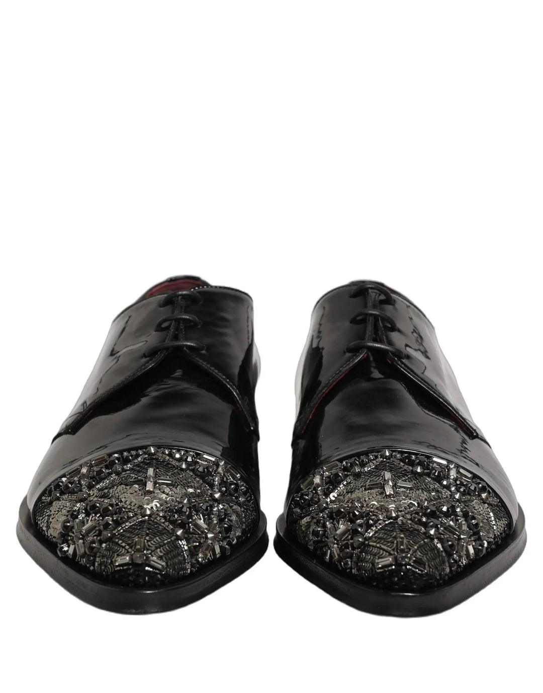 Dolce &amp; Gabbana Black Embellished Derby Dress Formal Shoes