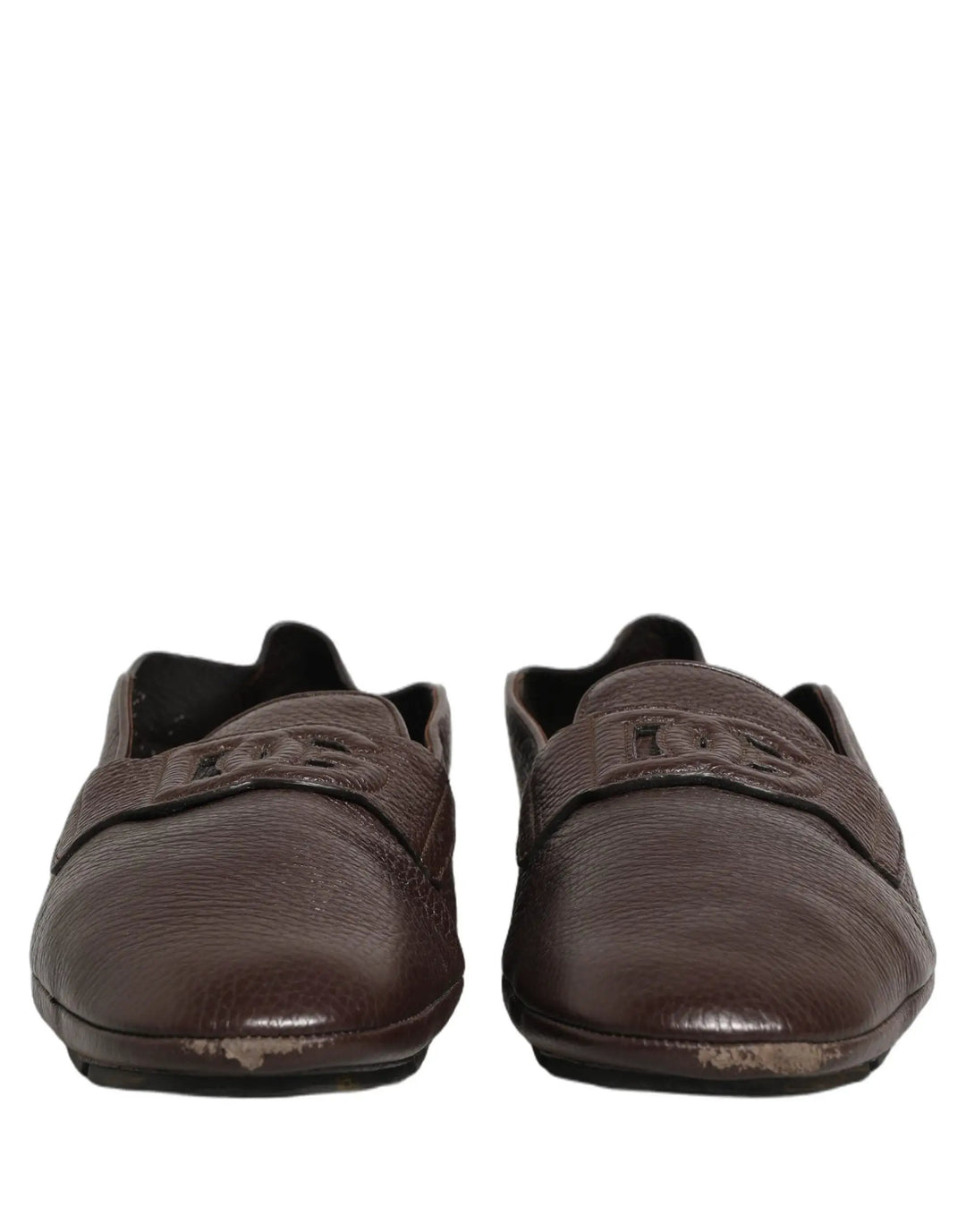 Dolce &amp; Gabbana Brown Deerskin Leather Driver Loafers Shoes