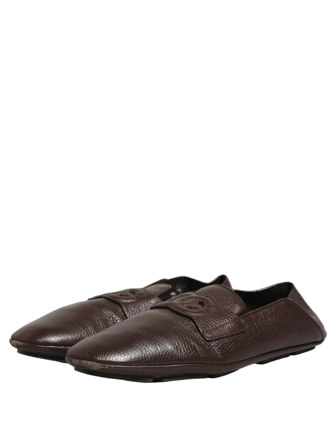 Dolce &amp; Gabbana Brown Deerskin Leather Driver Loafers Shoes