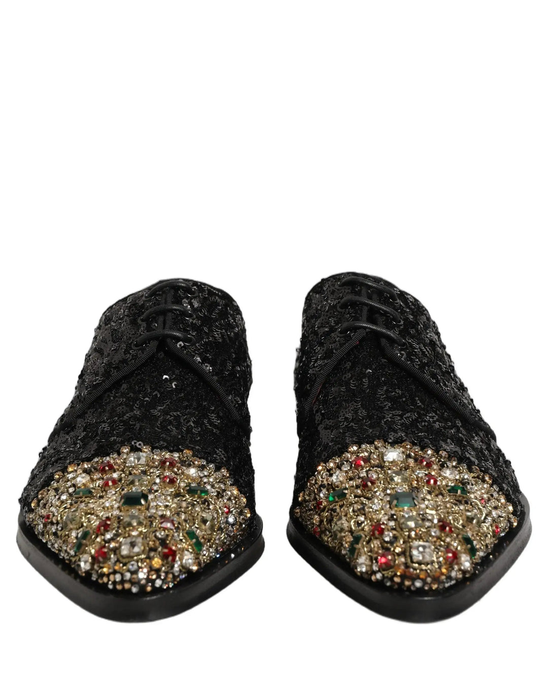 Dolce & Gabbana Black Sequin Embellished Men Derby Dress Shoes Dolce & Gabbana Black Sequin Embellished Men Derby Dress Shoes