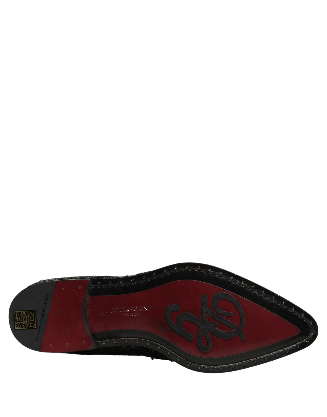 Dolce &amp; Gabbana Black Sequin Embellished Men Derby Dress Shoes