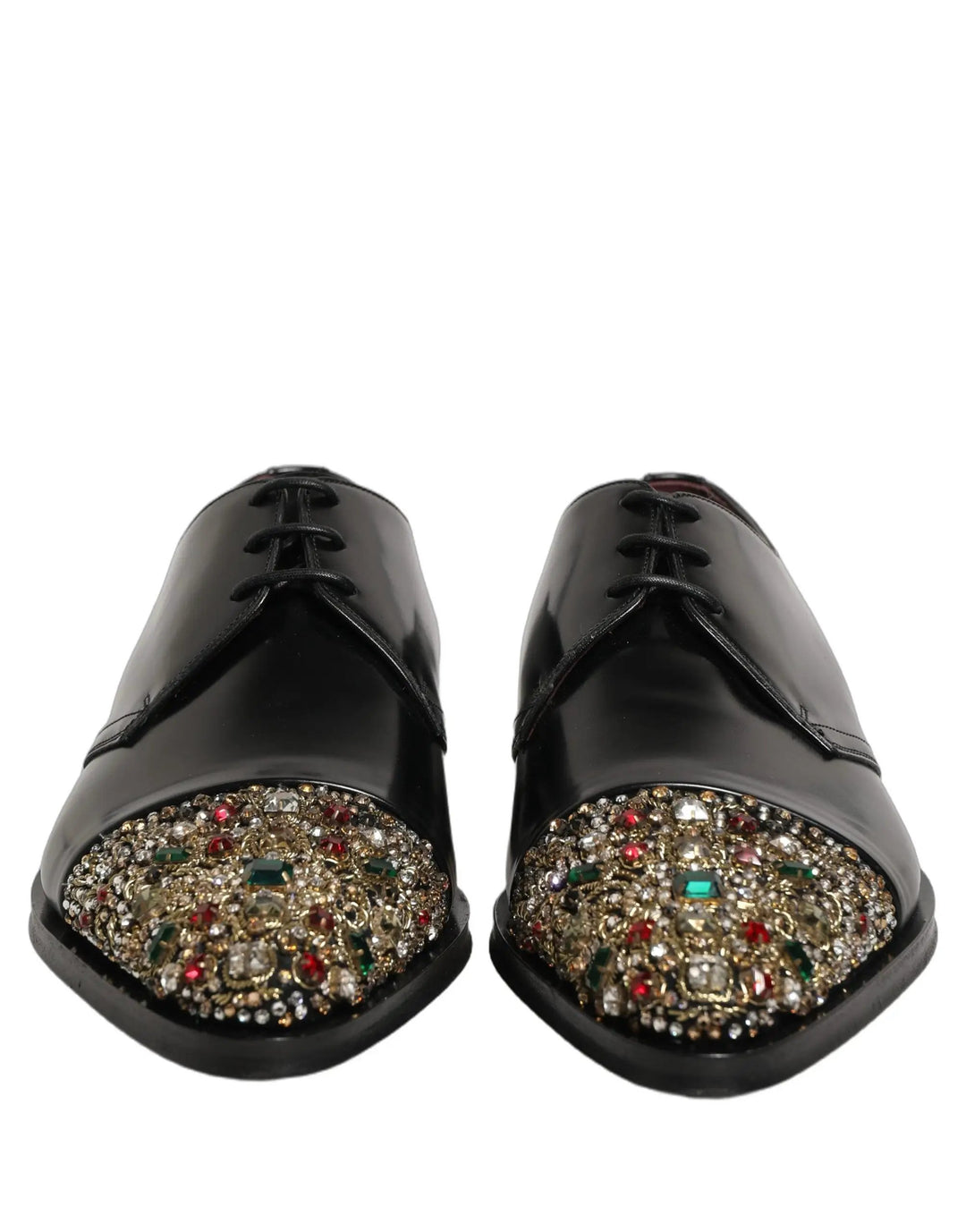 Dolce &amp; Gabbana Black Embellished Derby Dress Formal Shoes